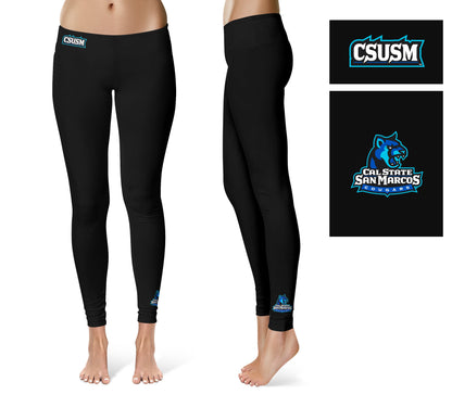 Cal State San Marcos Cougars Vive La Fete Game Day Collegiate Logo at Ankle Women Black Yoga Leggings 2.5 Waist Tights