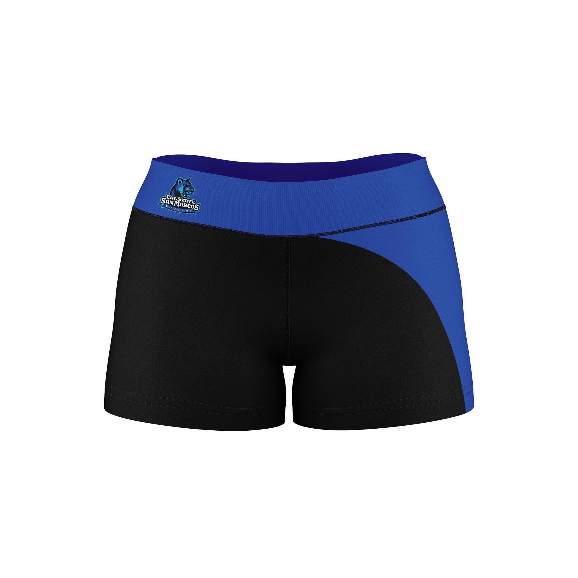 Cal State San Marcos Cougars Vive La Fete Game Day Collegiate Waist Color Block Women Black Blue Optimum Yoga Short