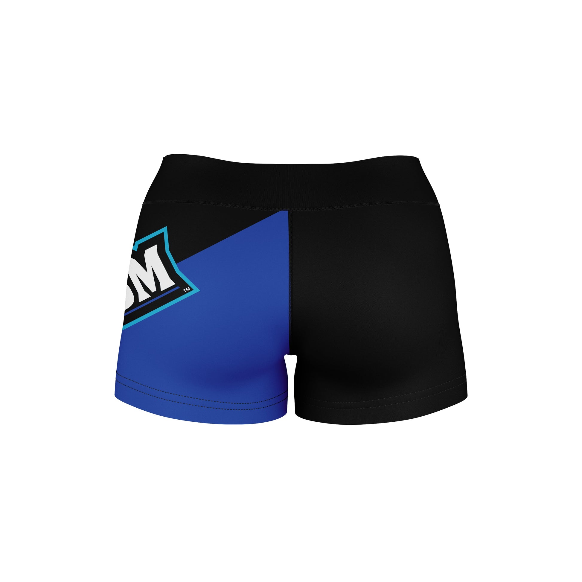 Cal State San Marcos Cougars Vive La Fete Game Day Collegiate Leg Color Block Women Black Blue Optimum Yoga Short - Vive La F̻te - Online Apparel Store