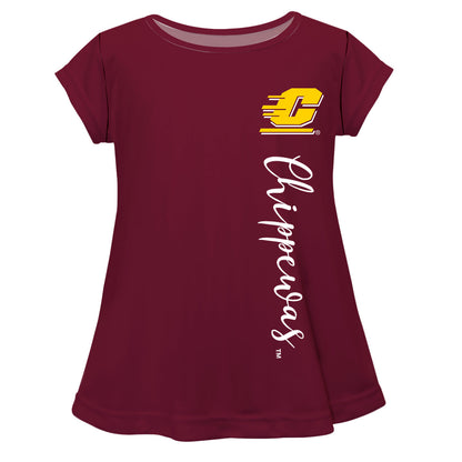 Central Michigan Chippewas Maroon Short Sleeve Girls Laurie Top by Vive La Fete