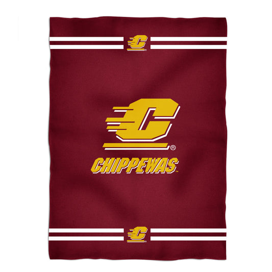 Central Michigan Chippewas Game Day Soft Premium Fleece Maroon Throw Blanket 40 x 58 Logo and Stripes