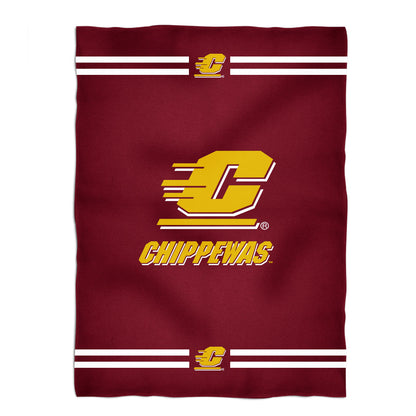 Central Michigan Chippewas Game Day Soft Premium Fleece Maroon Throw Blanket 40 x 58 Logo and Stripes