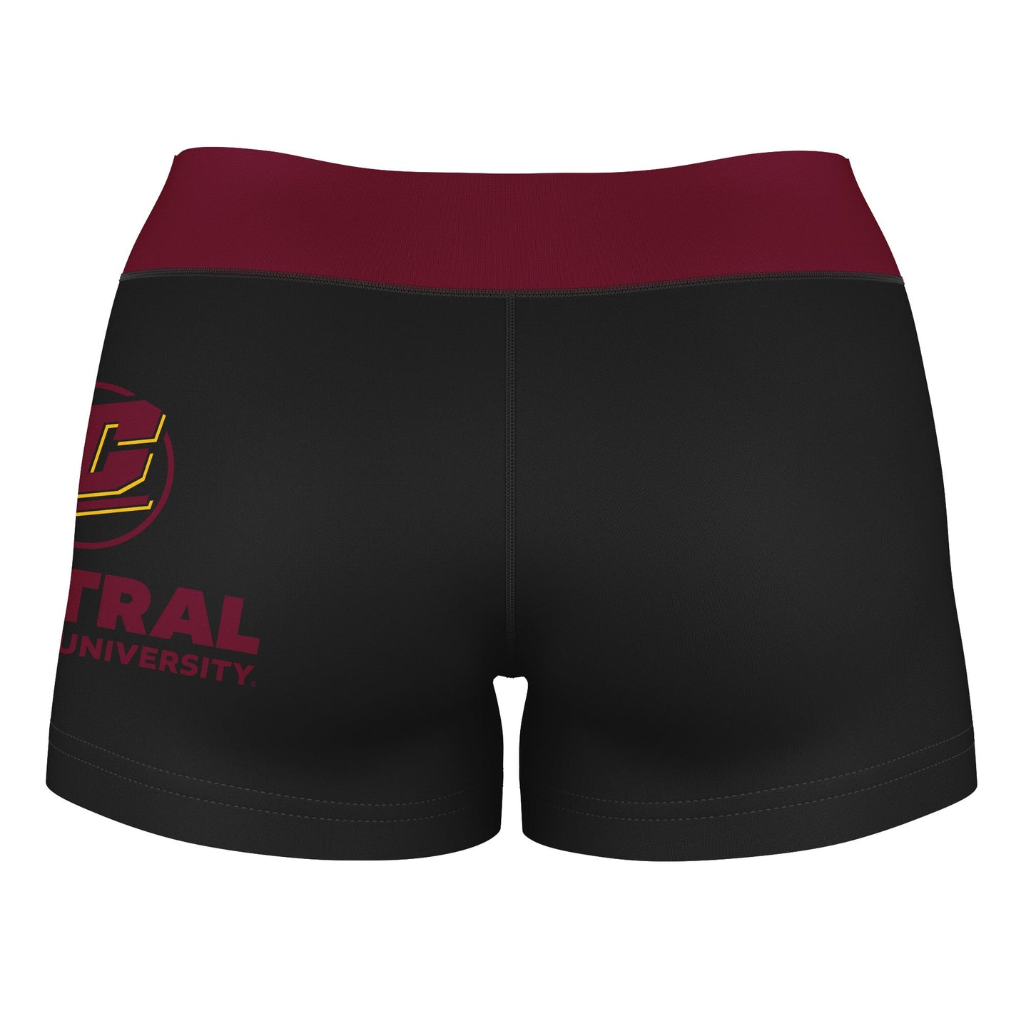 CMU Chippewas Vive La Fete Game Day Logo on Thigh & Waistband Black & Maroon Women Booty Workout Shorts 3.75 Inseam" - Vive La F̻te - Online Apparel Store