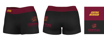 CMU Chippewas Vive La Fete Game Day Logo on Thigh & Waistband Black & Maroon Women Booty Workout Shorts 3.75 Inseam" - Vive La F̻te - Online Apparel Store