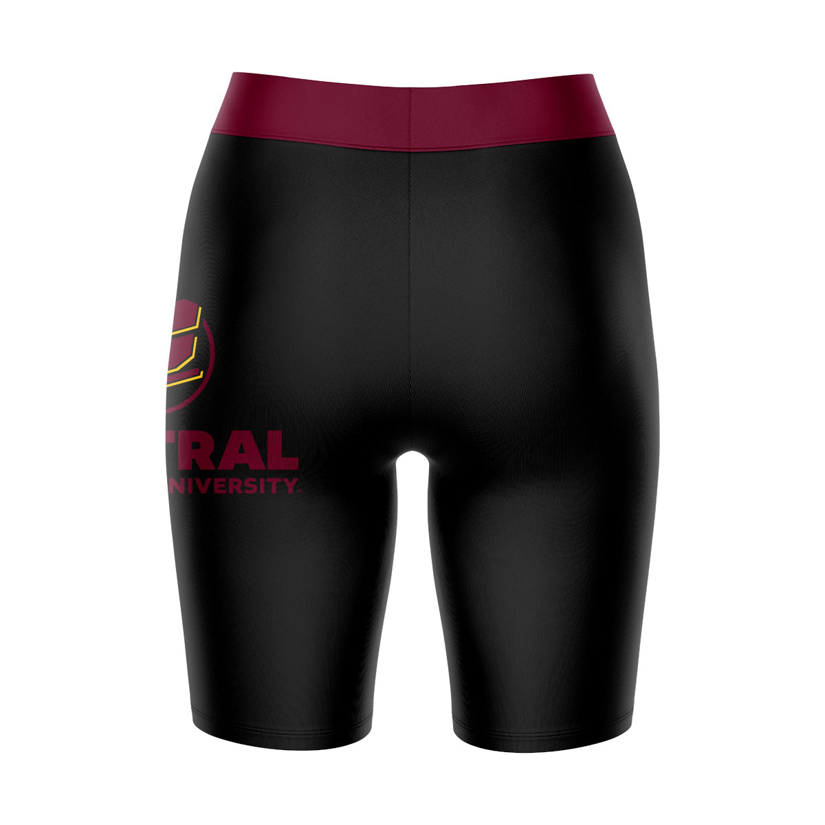 CMU Chippewas Vive La Fete Game Day Logo on Thigh and Waistband Black and Maroon Women Bike Short 9 Inseam"