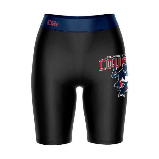CSU Cougars Vive La Fete Game Day Logo on Thigh and Waistband Black and Navy Women Bike Short 9 Inseam"