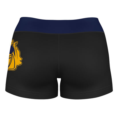 Central Oklahoma Bronchos UCO Logo on Thigh & Waistband Black & Navy Women Yoga Booty Workout Shorts 3.75 Inseam" - Vive La F̻te - Online Apparel Store