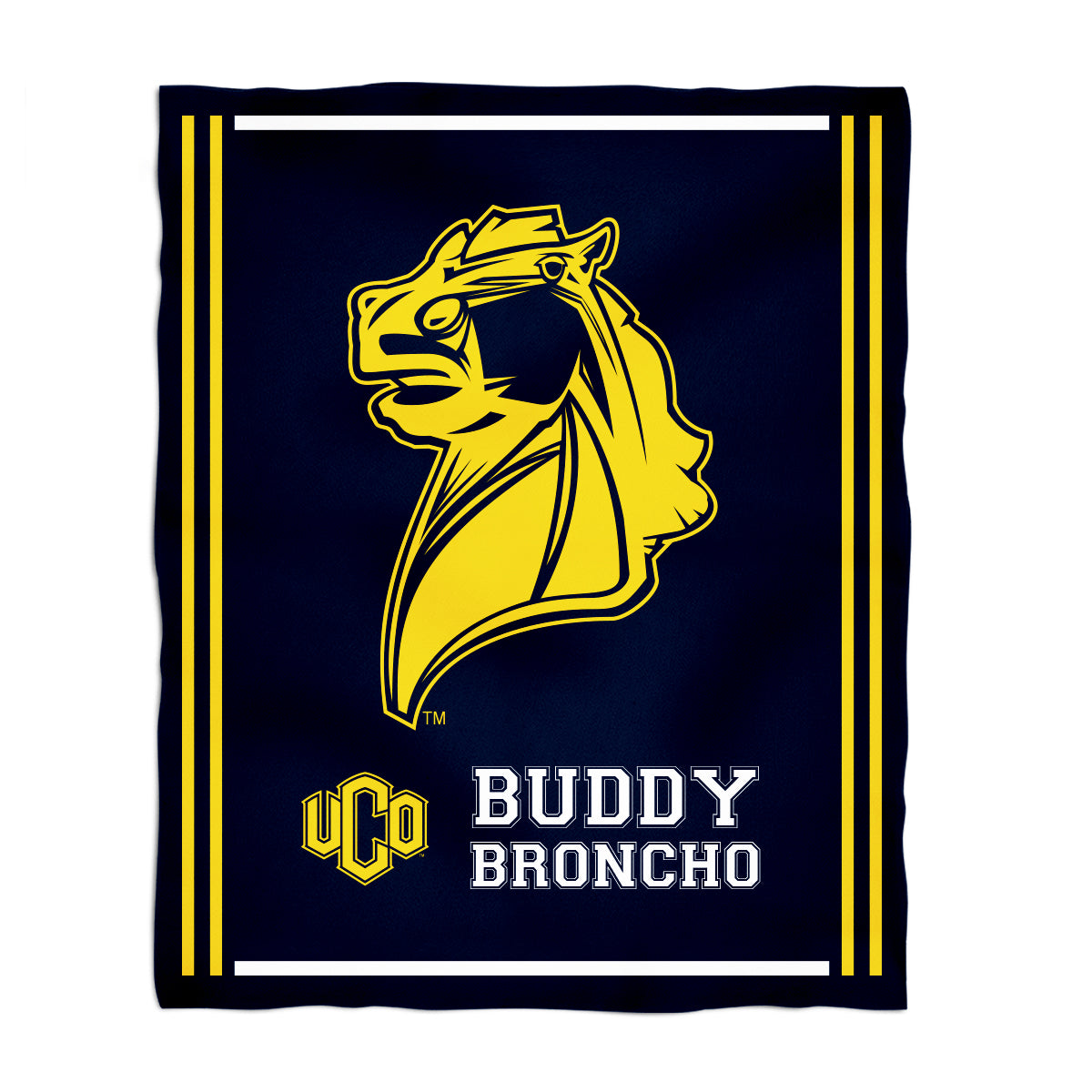 Central Oklahoma Bronchos UCO Kids Game Day Navy Plush Soft Minky Blanket 36 x 48 Mascot