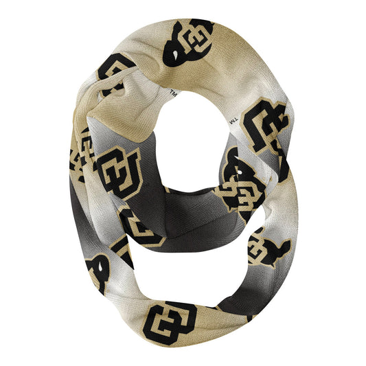 Colorado Buffaloes CU Vive La Fete All Over Logo Game Day Collegiate Women Ultra Soft Knit Infinity Scarf
