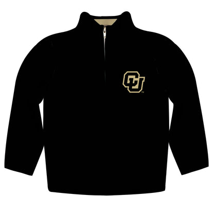 Colorado Buffaloes CU Game Day Solid Black Quarter Zip Pullover for Infants Toddlers by Vive La Fete