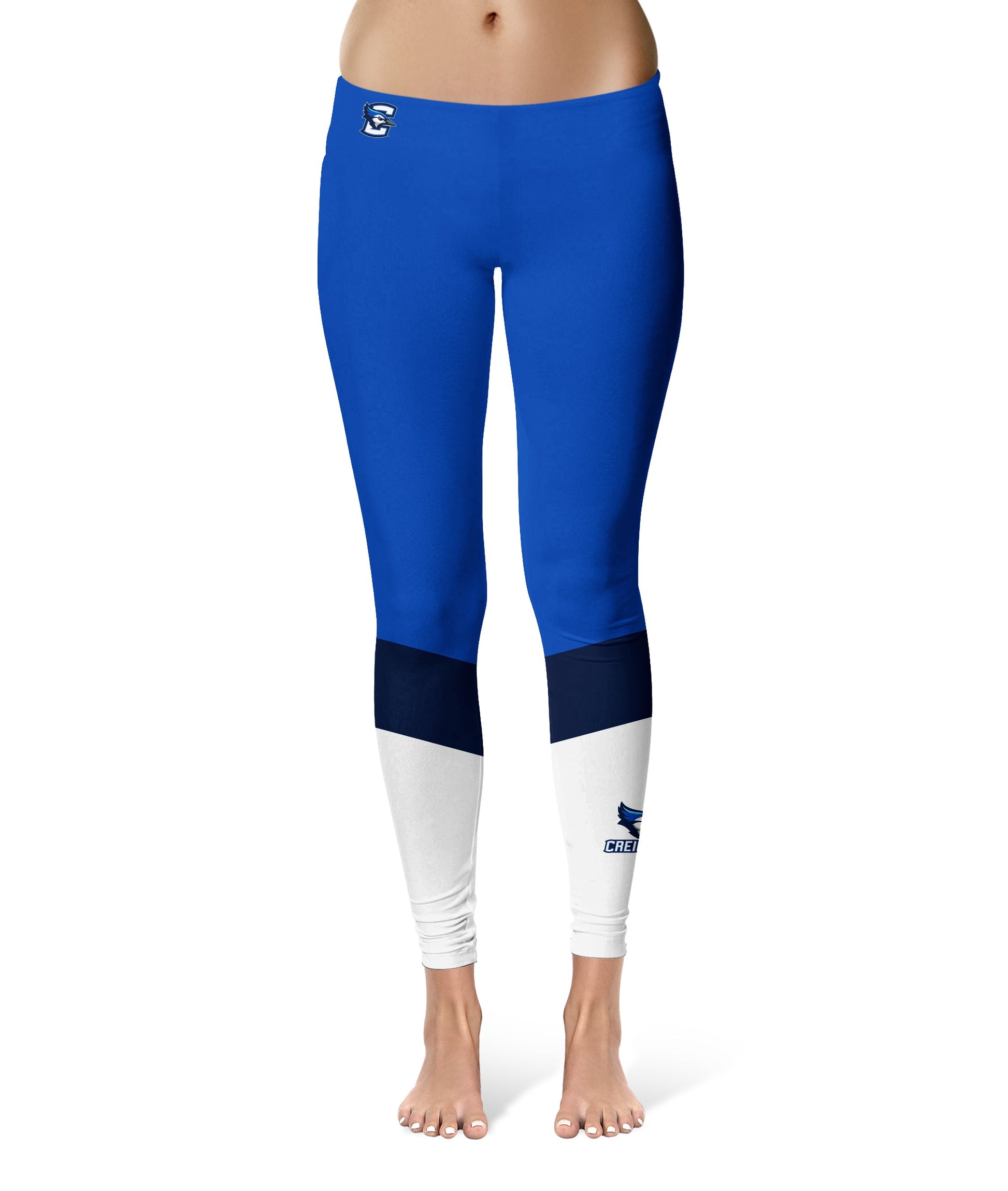 Creighton University Bluejays Vive La Fete Game Day Collegiate Ankle Color Block Women Blue White Yoga Leggings