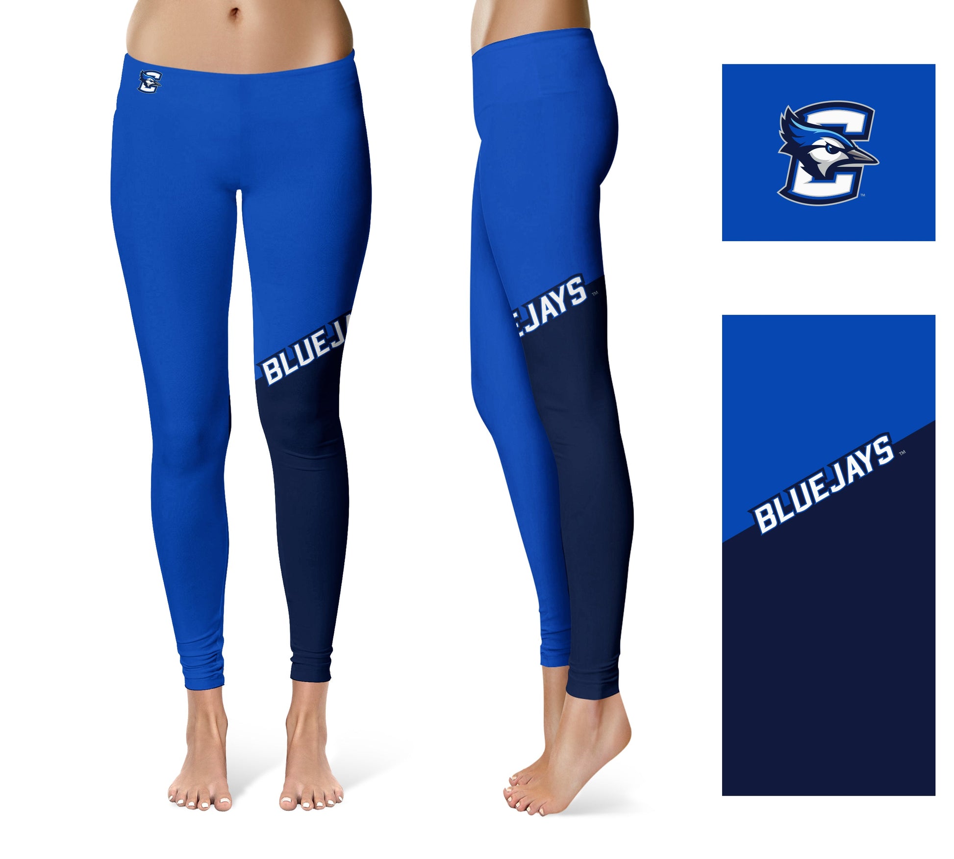 Creighton University Bluejays Vive La Fete Game Day Collegiate Leg Color Block Women Blue Navy Yoga Leggings