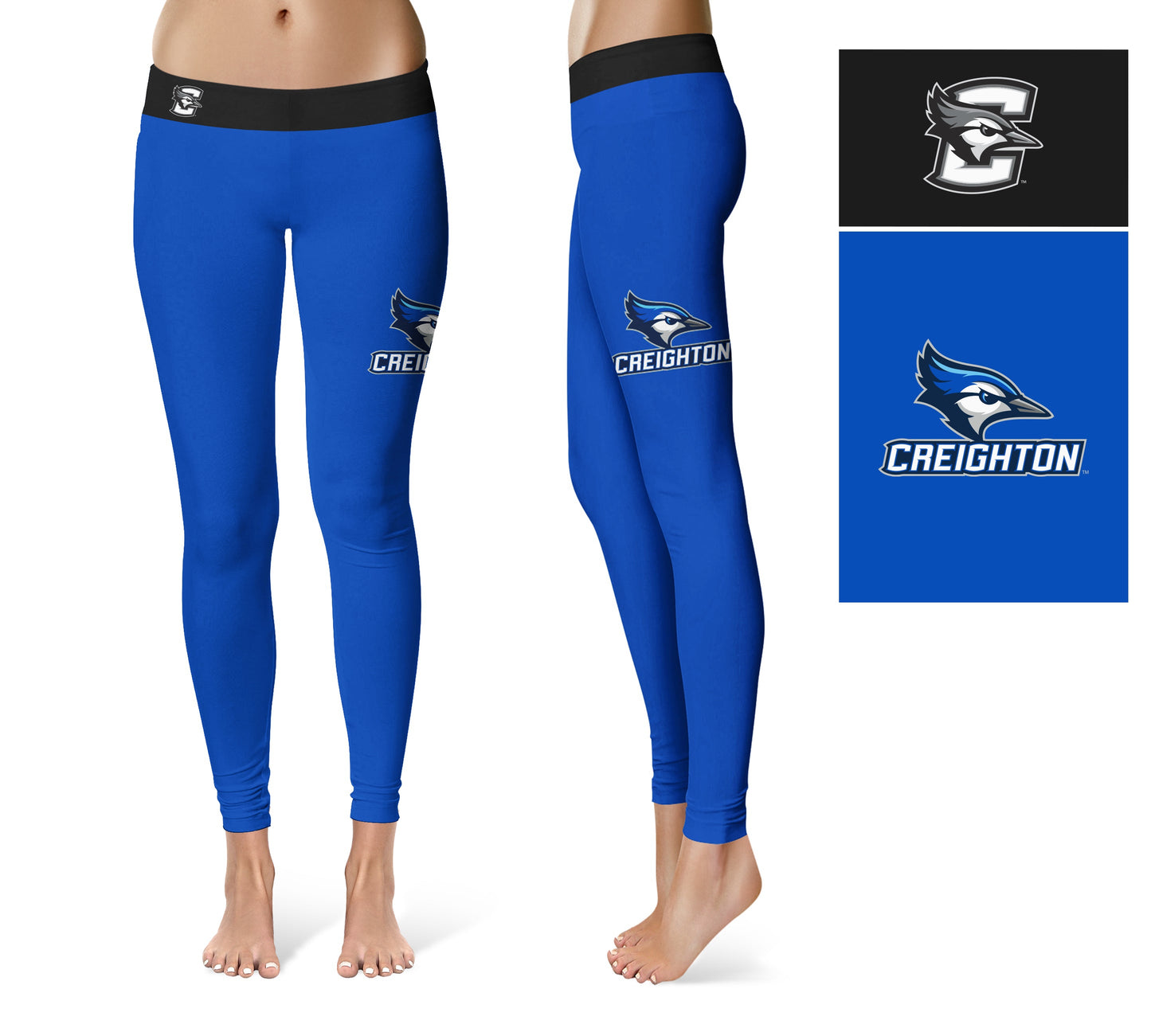 Creighton University Bluejays Vive La Fete Game Day Collegiate Logo on Thigh Blue Women Yoga Leggings 2.5 Waist Tights