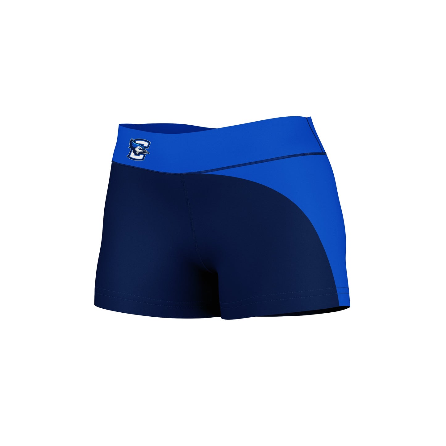 Creighton Bluejays Vive La Fete Collegiate Waist Color Block Women Navy Blue Optimum Yoga Short - Vive La F̻te - Online Apparel Store