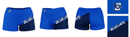 Creighton University Bluejays Vive La Fete Game Day Collegiate Leg Color Block Women Blue Navy Optimum Yoga Short - Vive La F̻te - Online Apparel Store