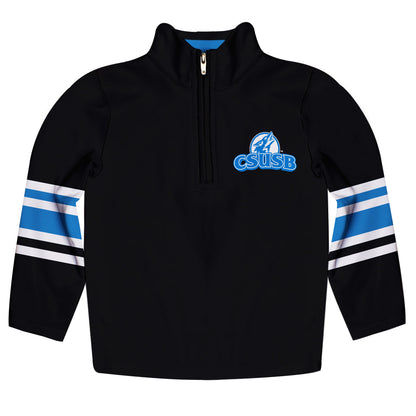 Cal State San Bernardino Coyotes CSUSB Game Day Black Quarter Zip Pullover for Infants Toddlers by Vive La Fete