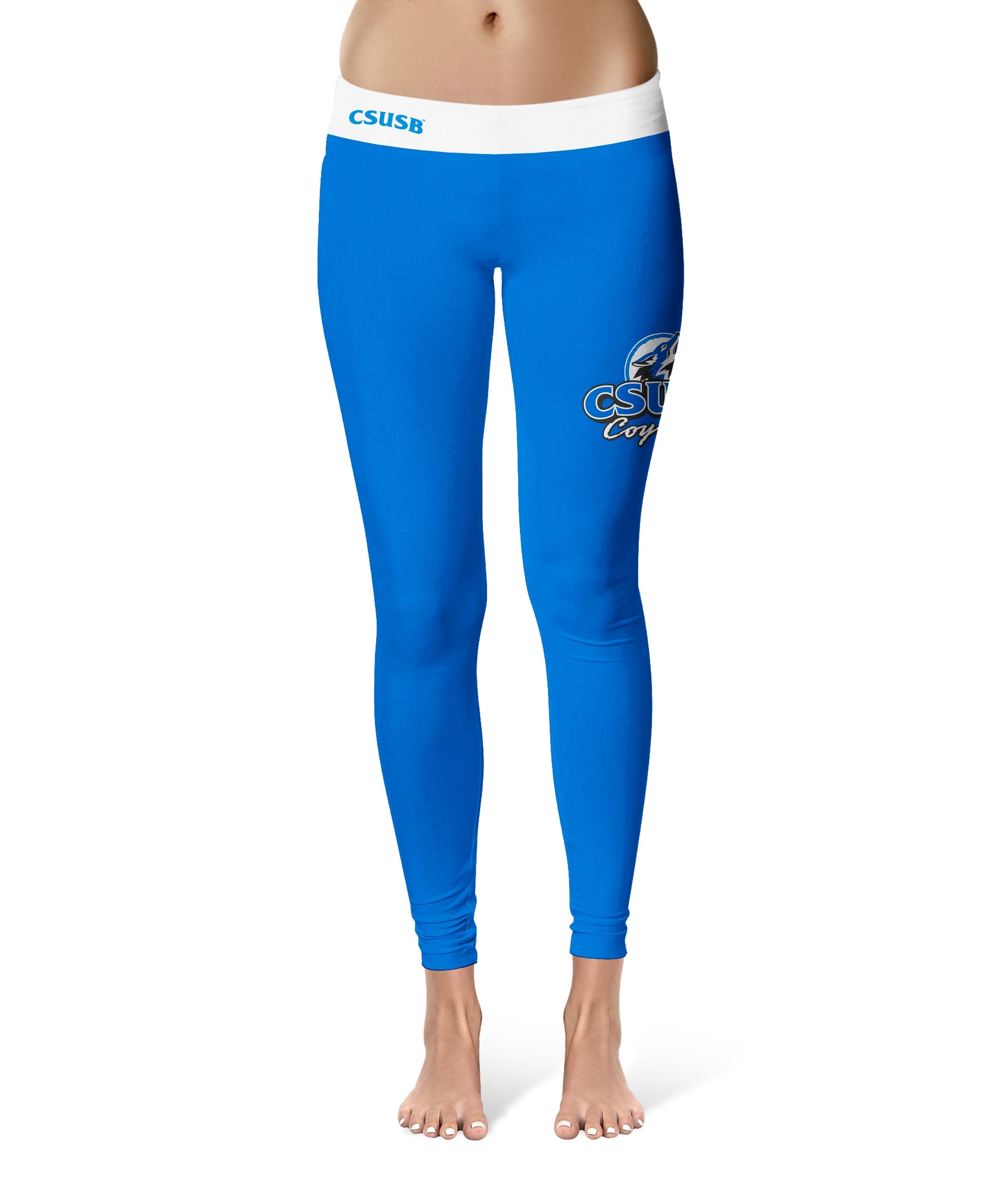 Cal State San Bernardino Coyotes CSUSB Vive La Fete Collegiate Logo on Thigh Purple Women Yoga Leggings 2.5 Waist Tights