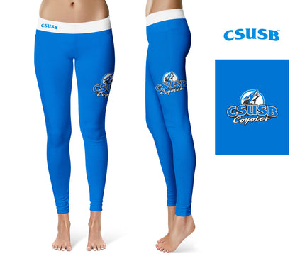 Cal State San Bernardino Coyotes CSUSB Vive La Fete Collegiate Logo on Thigh Purple Women Yoga Leggings 2.5 Waist Tights