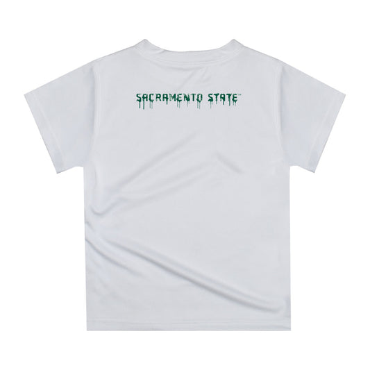 Mouseover Image, Sacramento State Hornets Original Dripping Football White T-Shirt by Vive La Fete