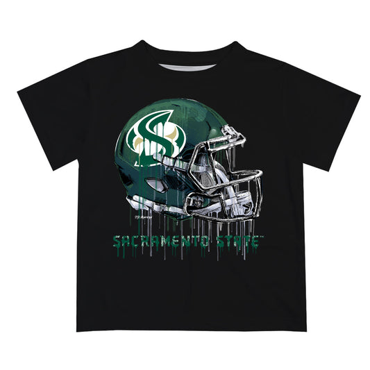Sacramento State Hornets Original Dripping Football Black T-Shirt by Vive La Fete