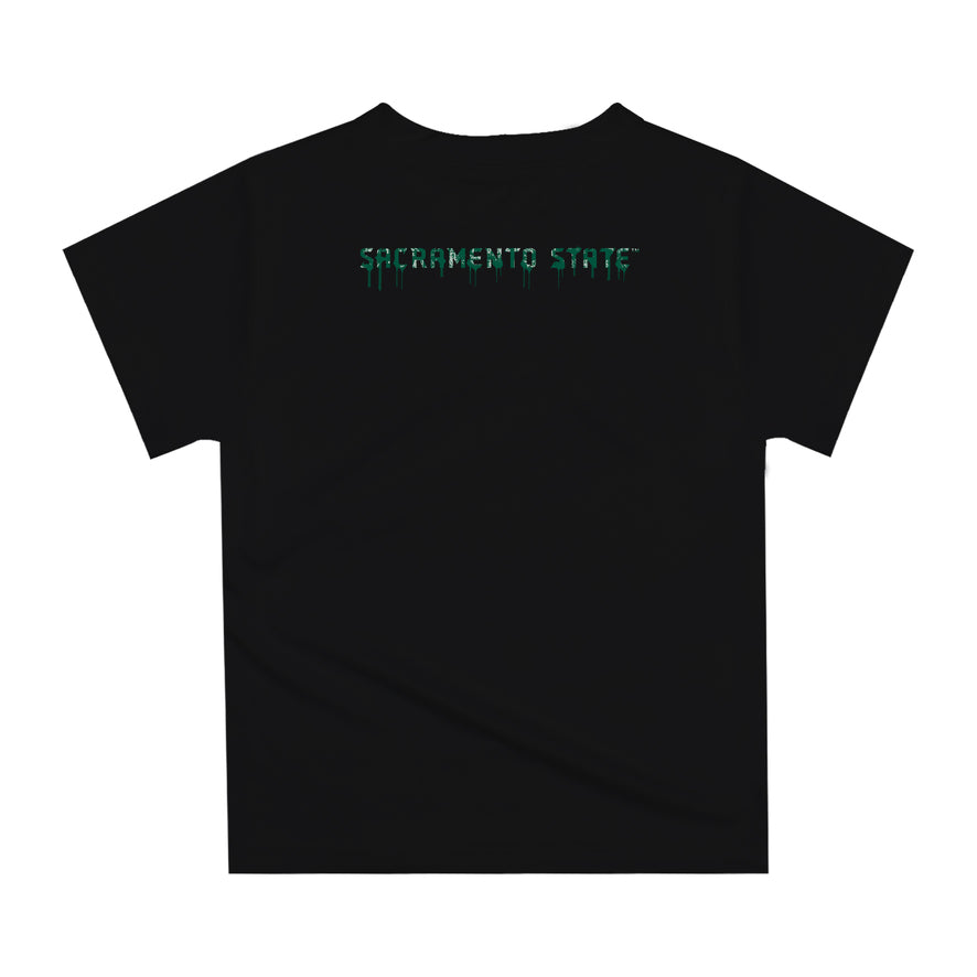 Sacramento State Hornets Original Dripping Football Black T-Shirt by Vive La Fete