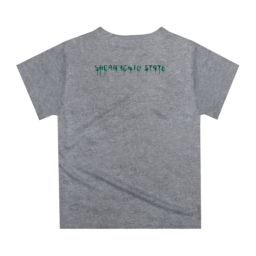 Sacramento State Hornets Original Dripping Football Heather Gray T-Shirt by Vive La Fete