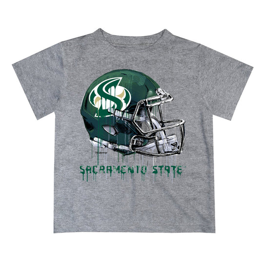 Sacramento State Hornets Original Dripping Football Heather Gray T-Shirt by Vive La Fete