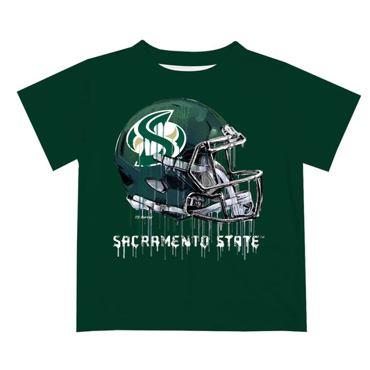 Sacramento State Hornets Original Dripping Football Green T-Shirt by Vive La Fete