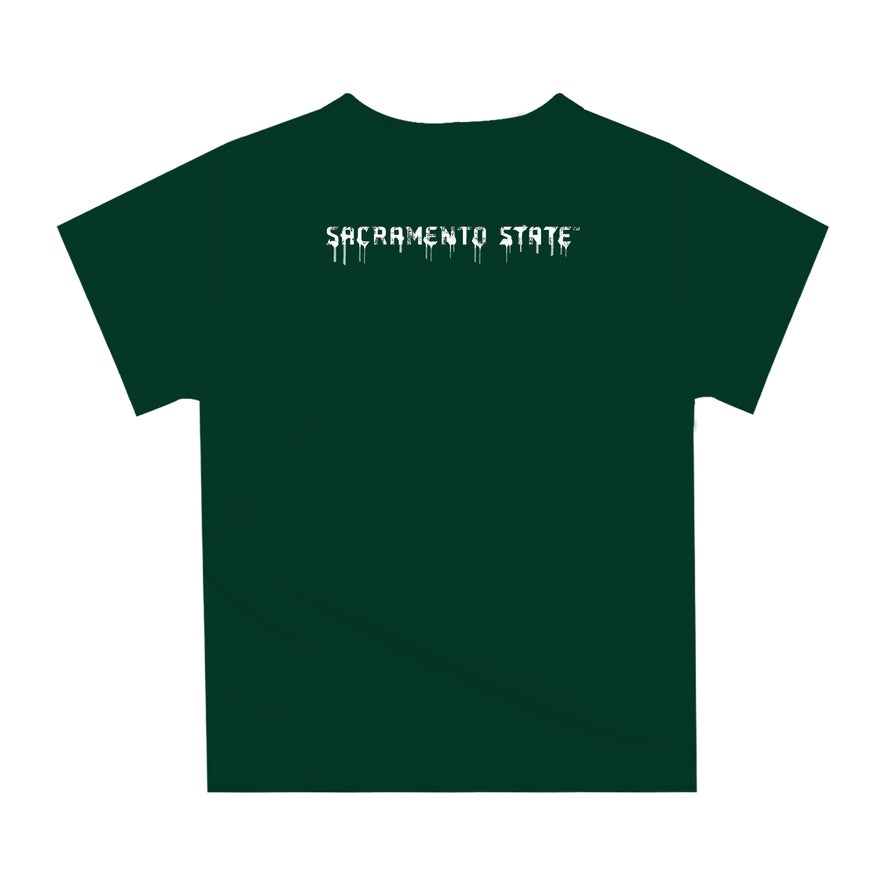 Sacramento State Hornets Original Dripping Football Green T-Shirt by Vive La Fete