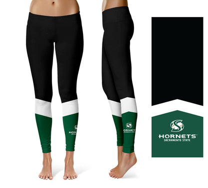 Sacramento State Hornets Vive La Fete Game Day Collegiate Ankle Color Block Women Black Green Yoga Leggings