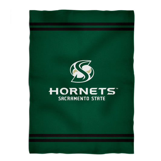Sacramento State Hornets Game Day Soft Premium Fleece Green Throw Blanket 40 x 58 Logo and Stripes