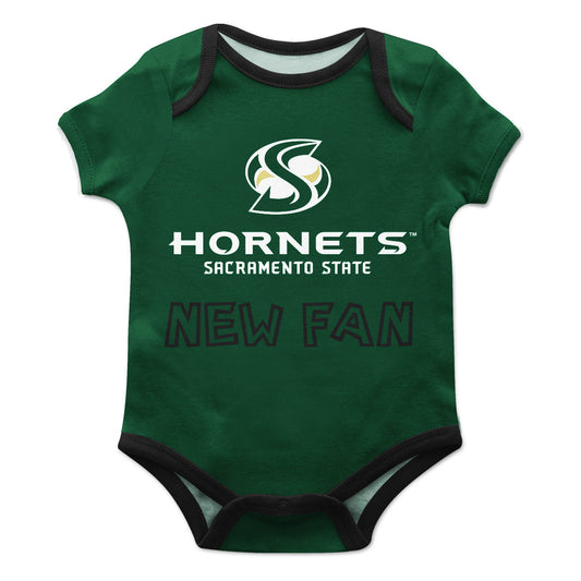 Sacramento State Hornets Infant Game Day Green Short Sleeve One Piece Jumpsuit New Fan Logo and Name Bodysuit by Vive La Fete