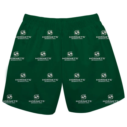 Sacramento State Hornets Boys Game Day Elastic Waist Classic Play Green Pull On Shorts