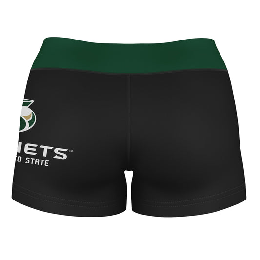 Mouseover Image, Sacramento State Hornets Vive La Fete Logo on Thigh & Waistband Black & Green Women Booty Workout Shorts 3.75 Inseam"