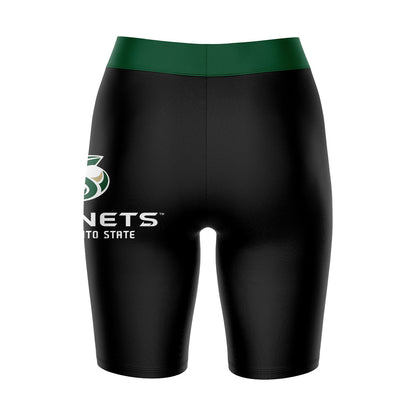 Sacramento State Hornets Vive La Fete Game Day Logo on Thigh and Waistband Black and Green Women Bike Short 9 Inseam"