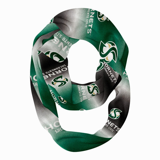 Sacramento State Hornets Vive La Fete All Over Logo Game Day Collegiate Women Ultra Soft Knit Infinity Scarf