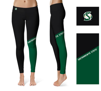 Sacramento State Hornets Vive La Fete Game Day Collegiate Leg Color Block Women Black Green Yoga Leggings