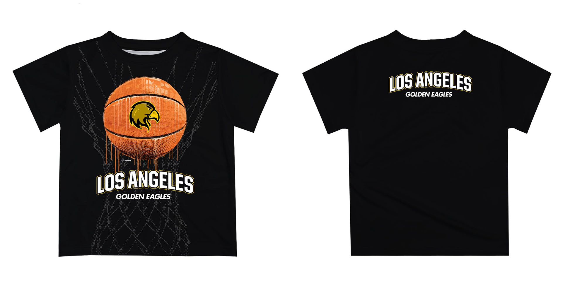 Cal State Los Angeles Golden Eagles Original Dripping Basketball Black T-Shirt by Vive La Fete