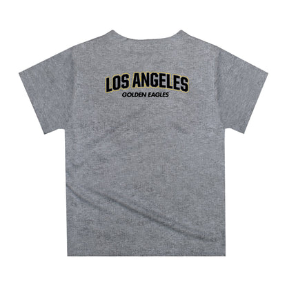 Cal State Los Angeles Golden Eagles Original Dripping Basketball Heather Gray T-Shirt by Vive La Fete