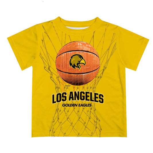 Cal State Los Angeles Golden Eagles Original Dripping Basketball Gold T-Shirt by Vive La Fete