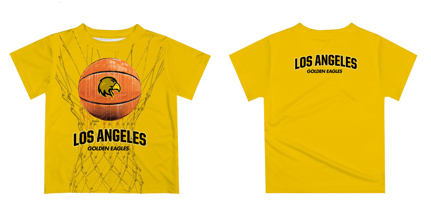 Cal State Los Angeles Golden Eagles Original Dripping Basketball Gold T-Shirt by Vive La Fete