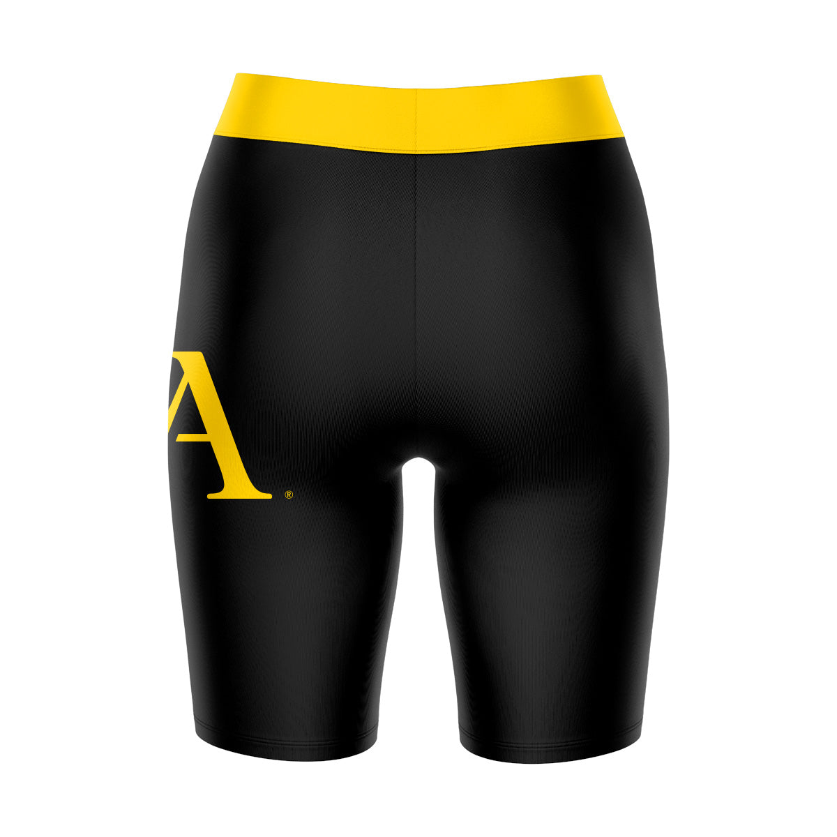 Cal State LA Golden Eagles Vive La Fete Game Day Logo on Thigh and Waistband Black and Gold Women Bike Short 9 Inseam"