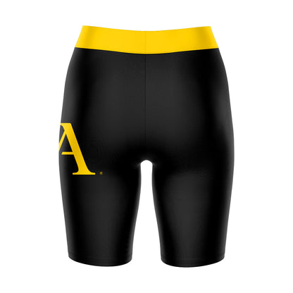 Cal State LA Golden Eagles Vive La Fete Game Day Logo on Thigh and Waistband Black and Gold Women Bike Short 9 Inseam"