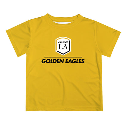 Cal State LA Golden Eagles Vive La Fete Football V1 Gold Short Sleeve Tee Shirt