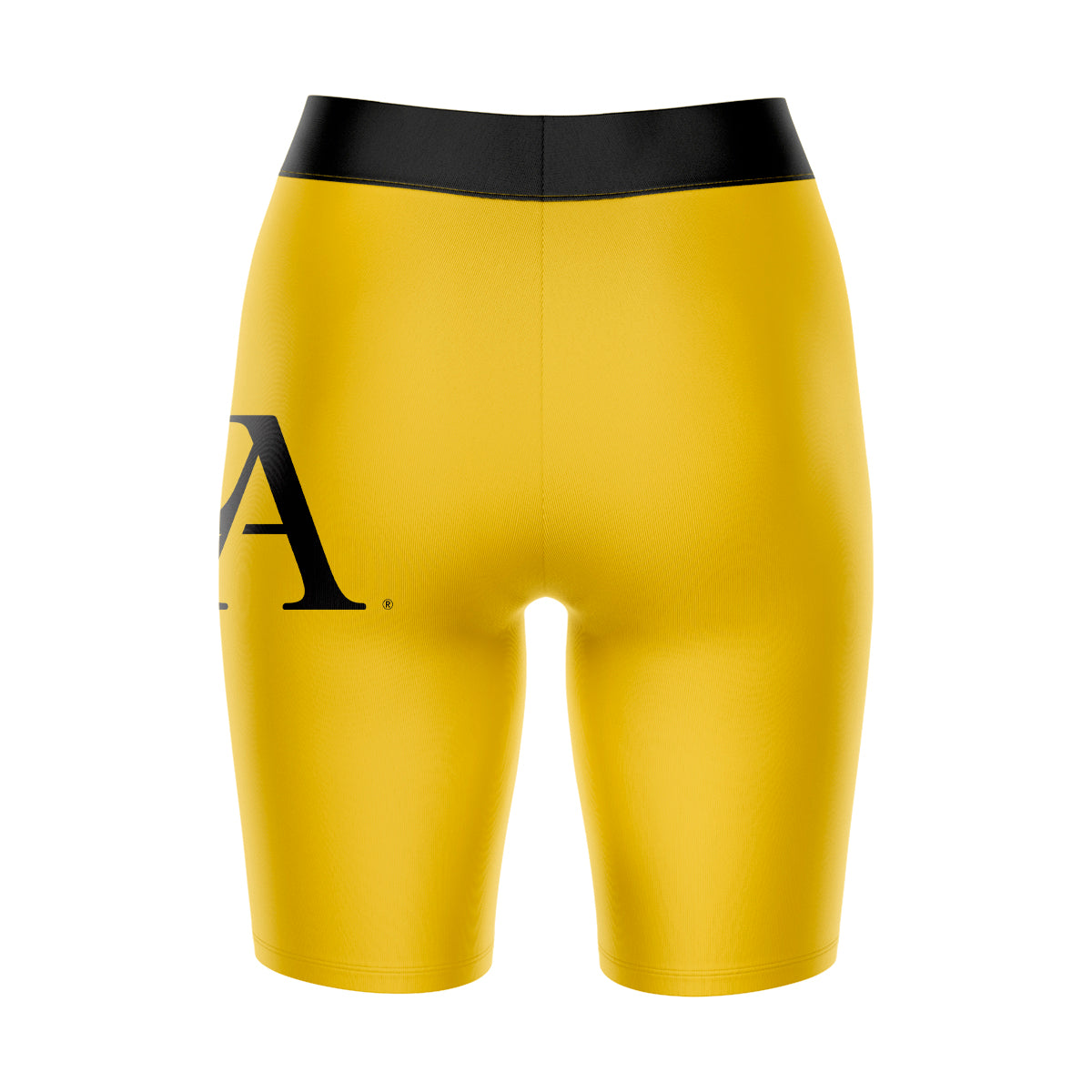 Cal State LA Golden Eagles Vive La Fete Game Day Logo on Thigh and Waistband Gold and Black Women Bike Short 9 Inseam