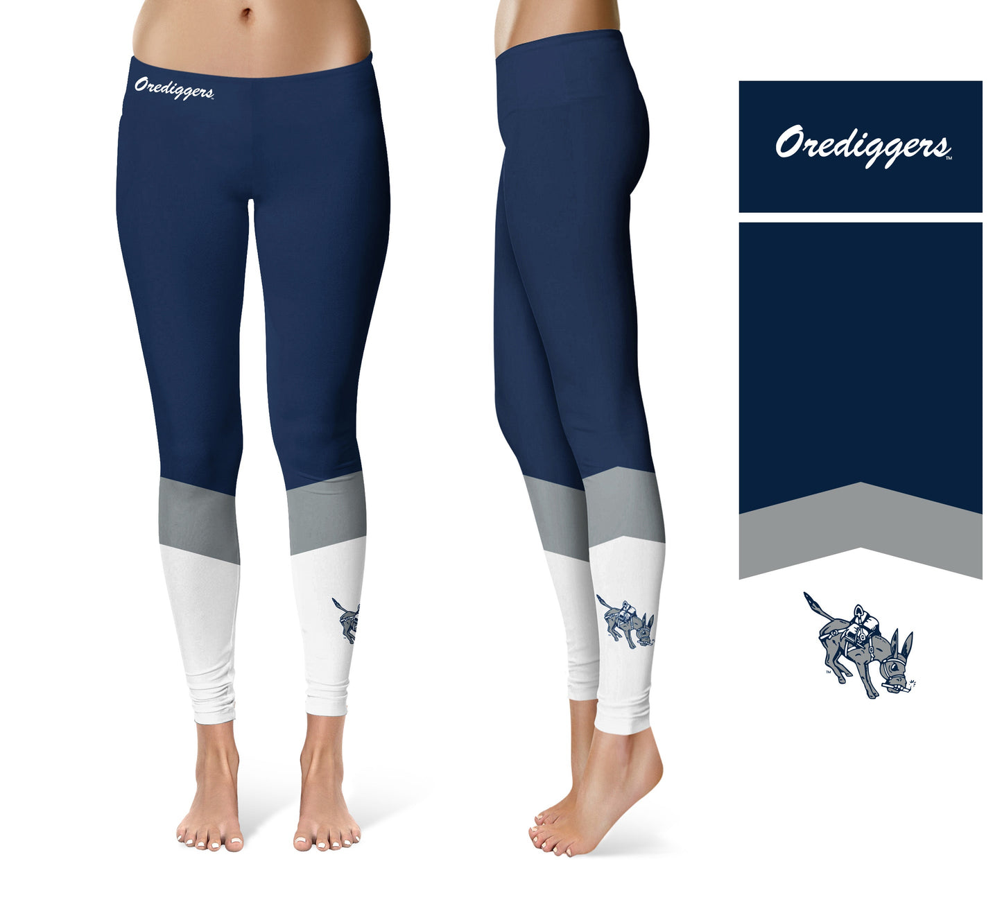 Colorado School of Mines Orediggers Vive La Fete Game Day Collegiate Ankle Color Block Women Blue White Yoga Leggings