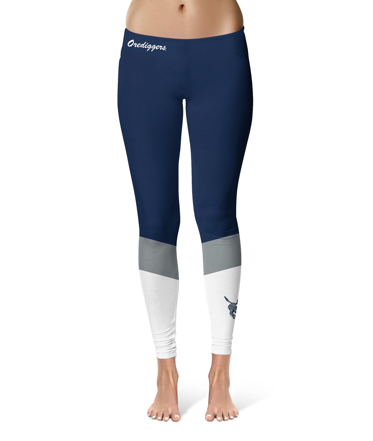 Colorado School of Mines Orediggers Vive La Fete Game Day Collegiate Ankle Color Block Women Blue White Yoga Leggings