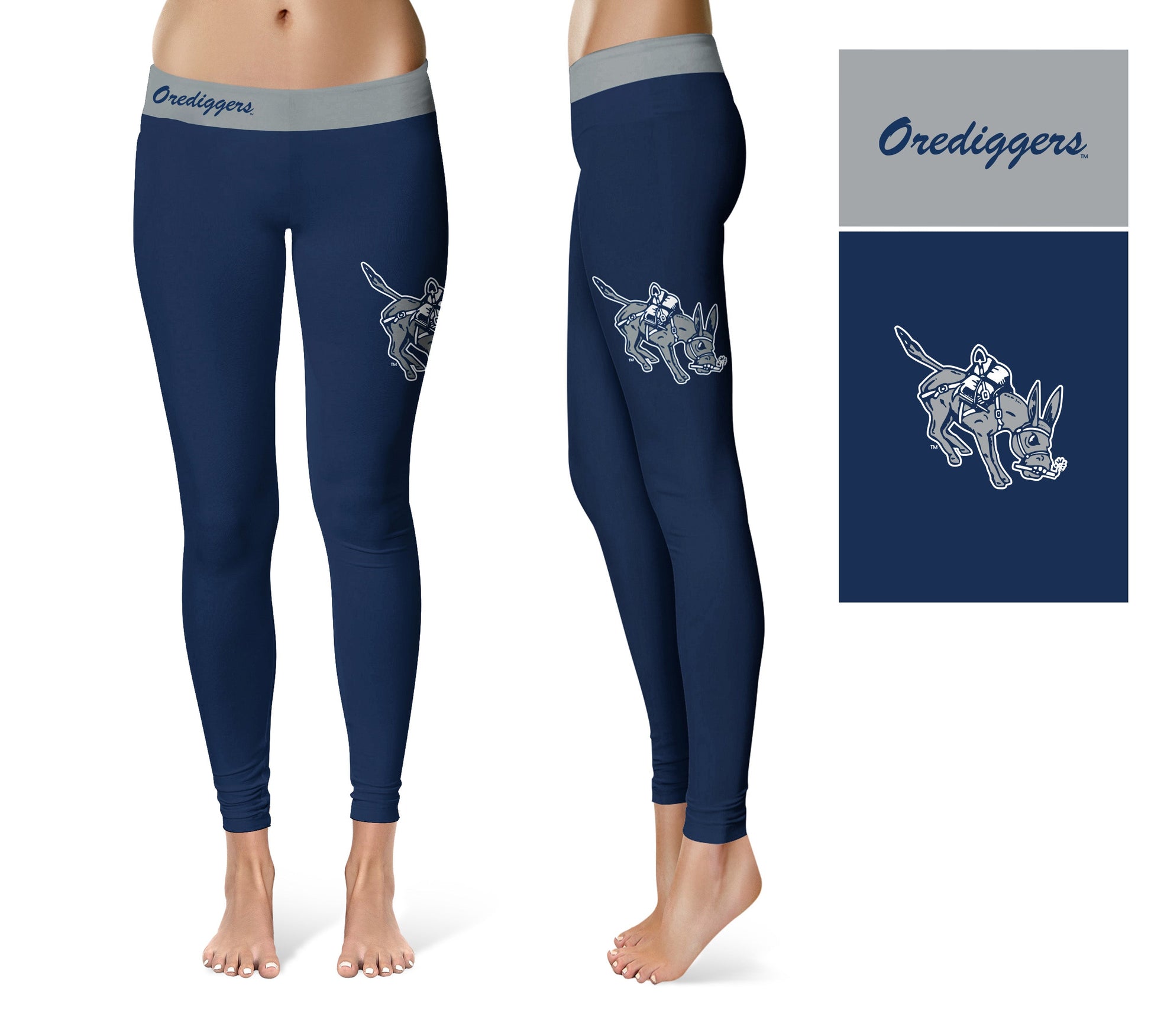 Mines Orediggers Vive La Fete Game Day Collegiate Logo on Thigh Blue Women Yoga Leggings 2.5 Waist Tights