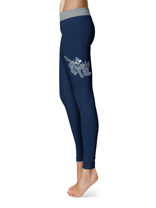 Mouseover Image, Mines Orediggers Vive La Fete Game Day Collegiate Logo on Thigh Blue Women Yoga Leggings 2.5 Waist Tights