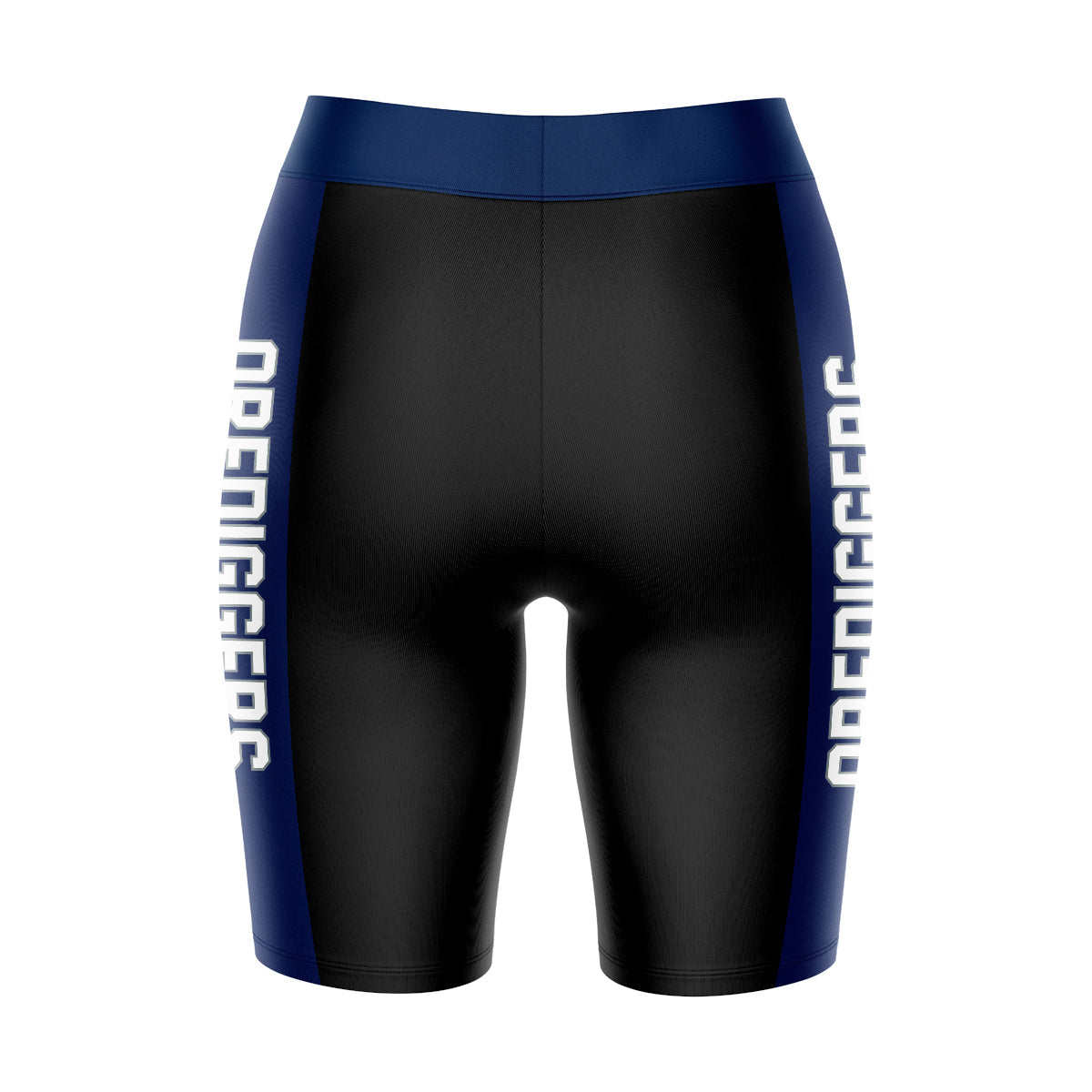 Colorado School of Mines Vive La Fete Game Day Logo on Thigh and Waistband Black and Blue Women Bike Short 9 Inseam